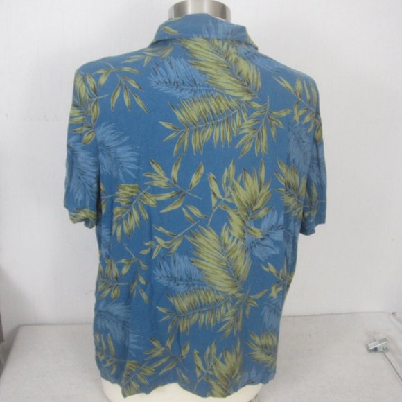 BeMode Women button up Hawaiian shirt silk sz L tropical luau pocket tiki bar - Picture 8 of 10